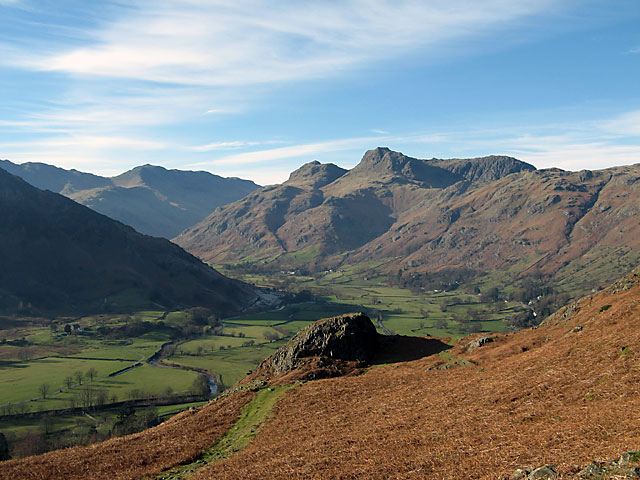 Returning to Langdale and a great view of the Pikes.